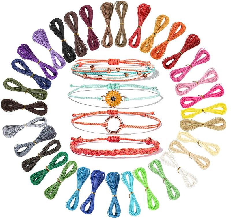 Harnico Waxed Cord 35 Colors 1mm Waxed Polyester Cord Waxed String for Bracelet Making Waxed Thread for DIY Jewelry Making Bracelet String Bracelet Cord Jewelry Cord - Image 1